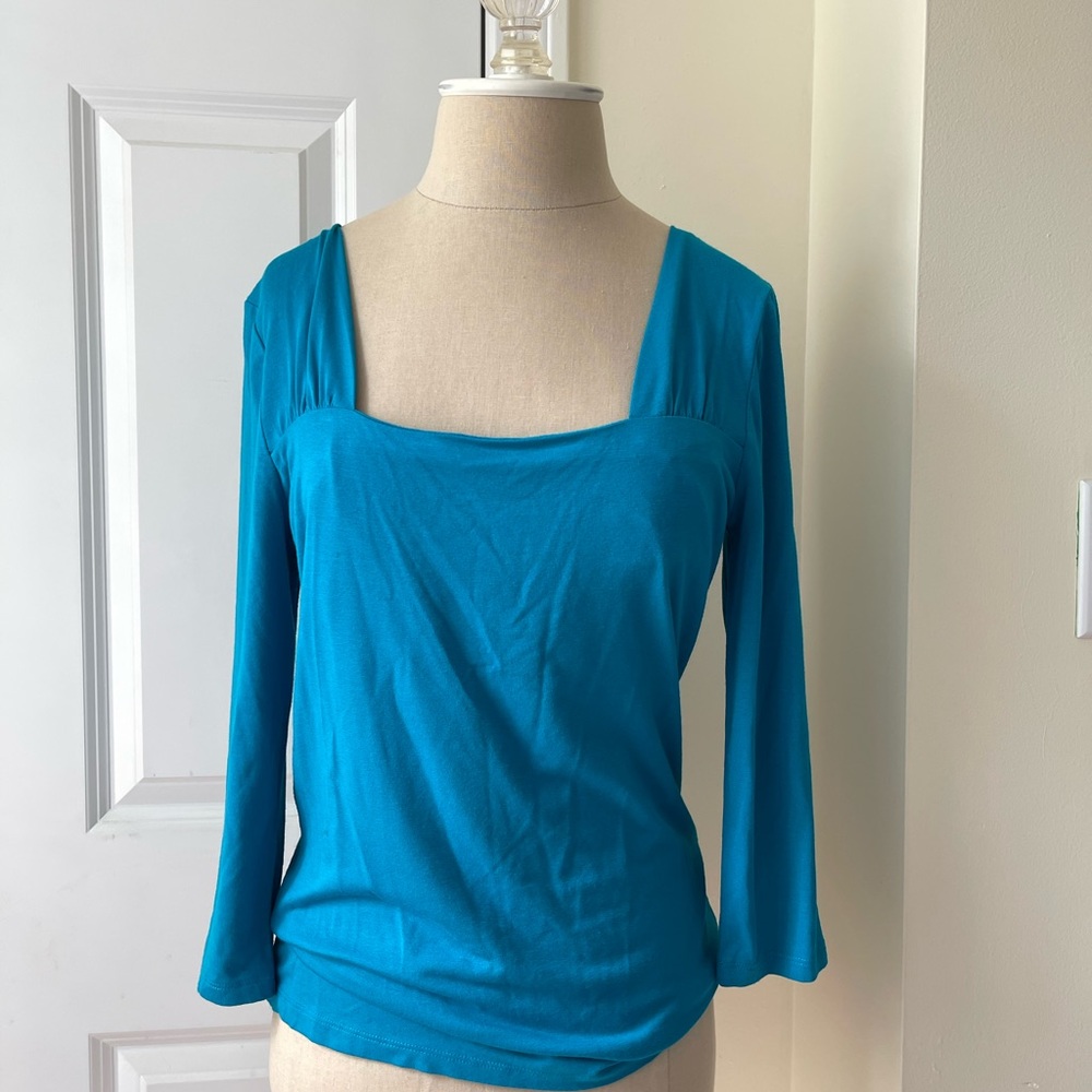 Elena Solano Blue Square Neck Top